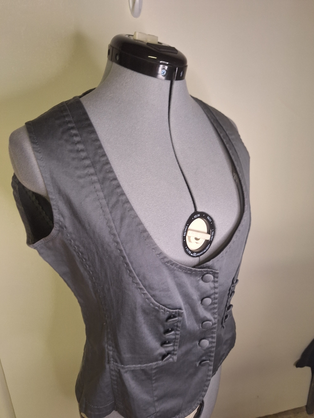 Sisley Gray Green Button-Front Women's Vest Size XS